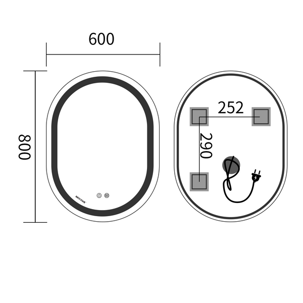 Зеркало Mixxus Premium ELLIPSE MV05-80x60-Reverse с Led Touch, Anti-fog, димером (3-6,5kK) (MP6642) MP6642 фото