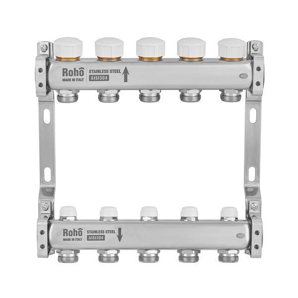 Коллектор с термостатическими и запорными клапанами Roho R805-05M - 1"x 5 вых. (RO1045) RO1045 фото