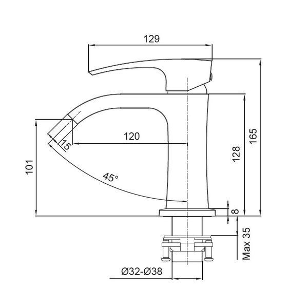 Смеситель для умывальника Koer KB-12007-01 (Цвет хром) (KR3442) KR3442 фото