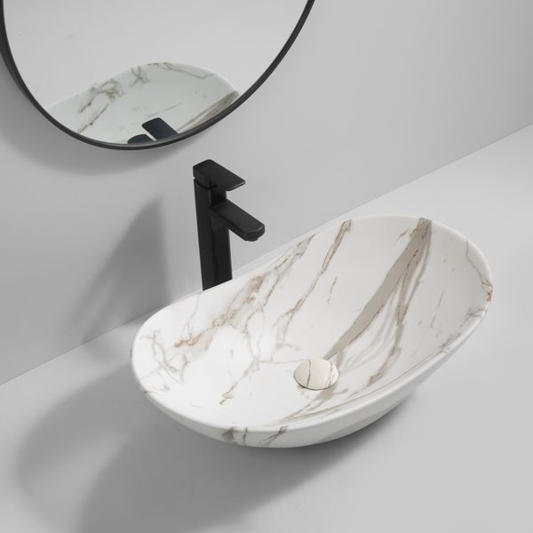 Раковина накладная MIXXUS PREMIUM WAVE-0105 MARBLE 620х360х160mm (MP6559) MP6559 фото