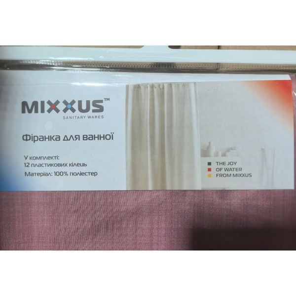 Шторка для ванної Mixxus SCT-012-180x180 з поліестеру (Візерунок рожево-сірий) (AC3582) AC3582 фото