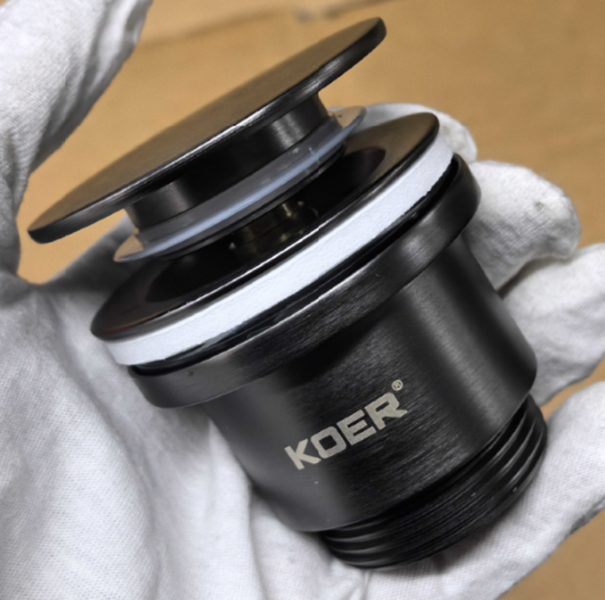 Донний клапан для раковини Koer PW-11-07 1 1/4'' універсальний (з/без перел) СLICK-СLACK (Колір графіт) (KR5793) KR5793 фото