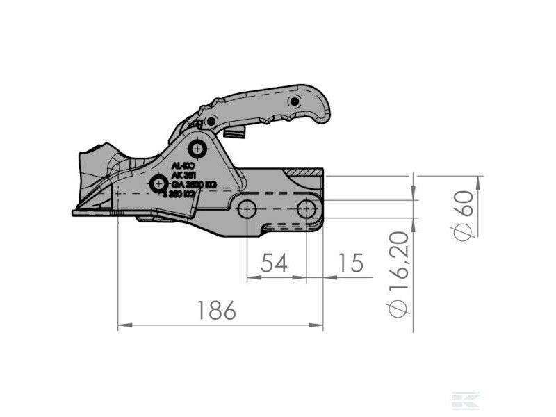Зчіпний пристрій AL-KO АК351+Safety Kit кругле дишло 60 мм 3500 кг чавун (1223428) 1223428 фото