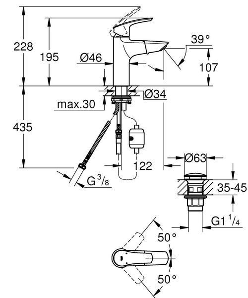 Смеситель для раковины с выдвижным изливом Grohe Eurosmart New (23976003) 23976003 фото