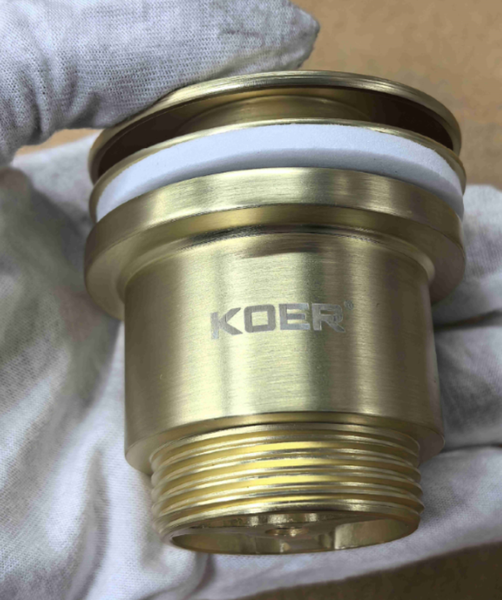 Донний клапан для раковини універсальний (з/без переливу) Koer PW-01-12 автоматичний (Click-Clack) (Колір золото матове) 1 1/4'' (KR5194) KR5194 фото