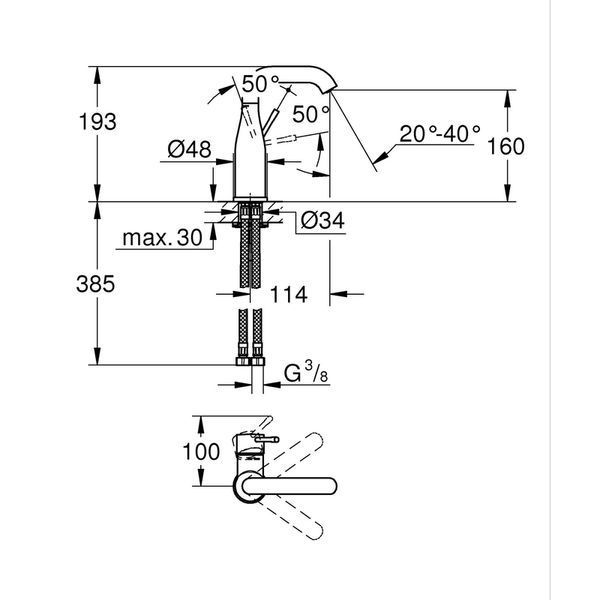Смеситель однорычажный для раковины M-Size Grohe Essence (24176KF1) 24176KF1 фото