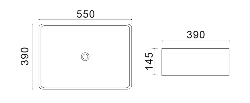 Раковина накладная Mixxus Premium QUADRO-0108 GRAY 550x390x145mm (MP6652) MP6652 фото
