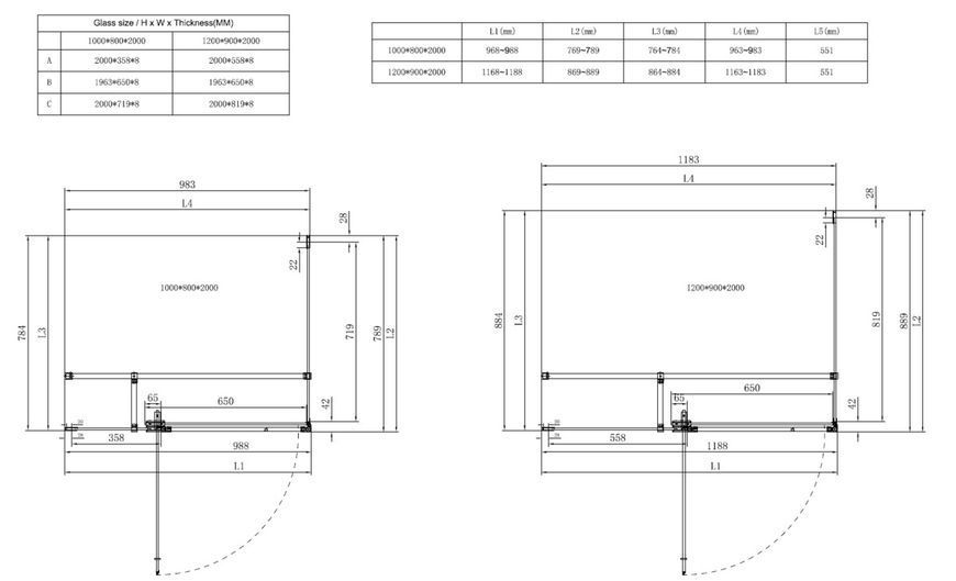 Душевая кабина без поддона Koer SR SC02-120x90x200-TR-01 прозрачное стекло Easy Clean 8мм, хром (KR5354) KR5354 фото