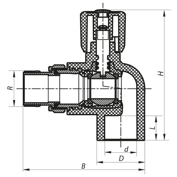 Кран радиаторный 20x1/2 угловой PPR Koer K0157.PRO (KP0201) KP0201 фото