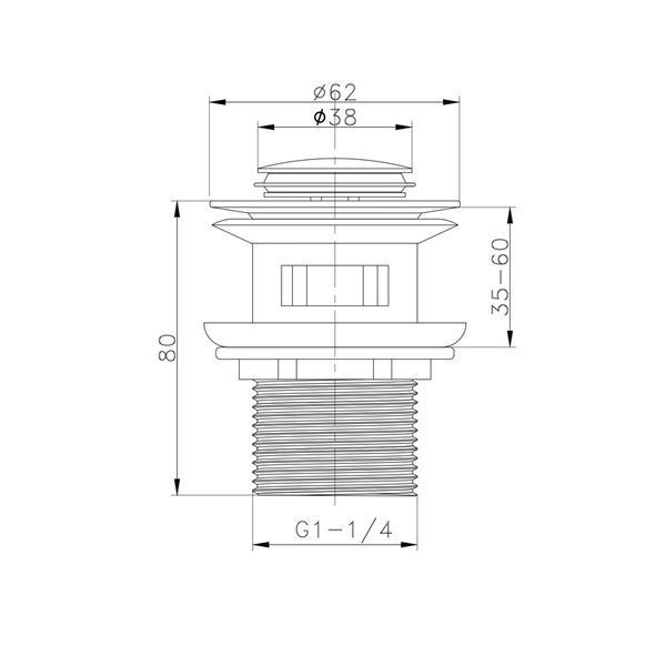 Донний клапан для раковини Koer PW-09-01 1 1/4'' з переливом автоматичний СLICK-СLACK (Колір хром) (KR5796) KR5796 фото