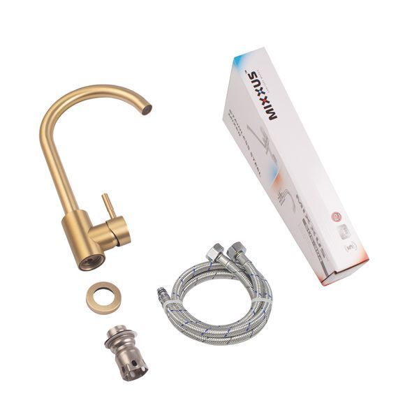 Смеситель для кухни Mixxus SUS-011 Brushed Gold из нерж.стали SUS304 (Цвет матовое золото) (MI8435) MI8435 фото