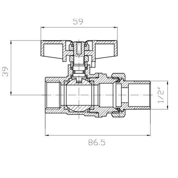 Кран з американкою Koer Extreme KE.227-15 - 1/2" ручка "метелик" червона (KR5765) KR5765 фото
