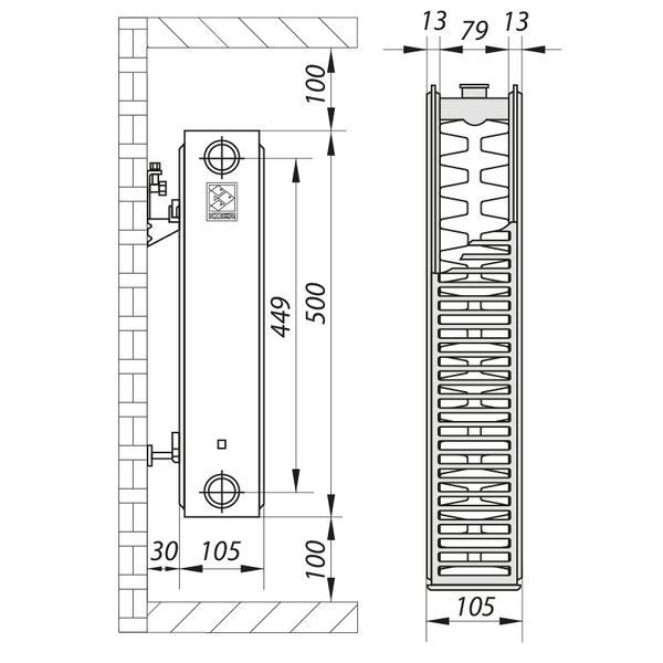 Стальной радиатор 22х500х1600.S Koer (бок. подключение) (RAD064) RAD064 фото