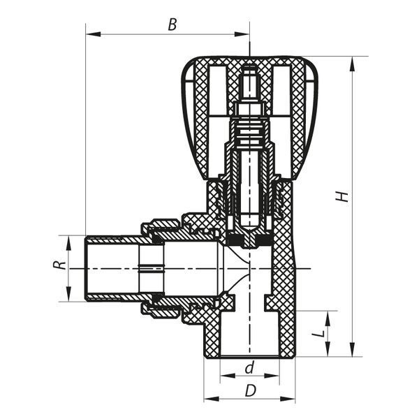 Вентиль радиаторный угловой PPR 25x3/4 (Koer K0168.PRO) (KP0217) KP0217 фото