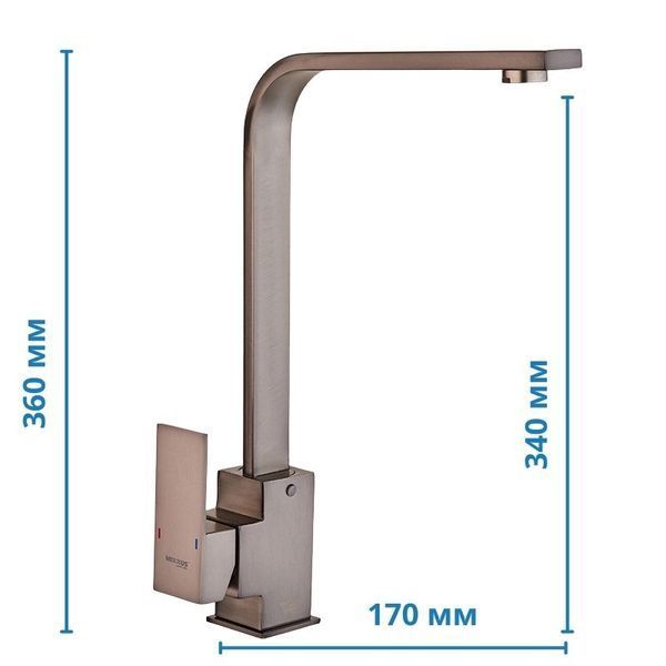 Смеситель для кухни Mixxus KUB-011 Graphite из нерж. стали SUS304 (Цв. графит) (MI6096) MI6096 фото
