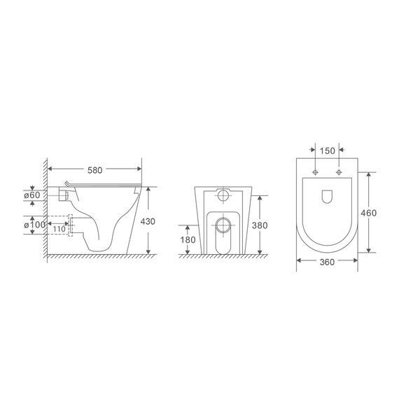 Унітаз підлоговий безбачковий MIXXUS PREMIUM BEVEL-0701-T1 580х365х430mm, система змиву TORNADO 1.0 (MP6597) MP6597 фото