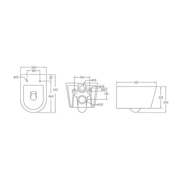 Унитаз подвесной Mixxus BEVEL-0302-T3 520x360x365mm, система смыва TORNADO 3.0 (MI6705) MI6705 фото