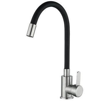 Змішувач для кухні з чорним гнучким виливом Mixxus FAN-011 Refl.Black (нерж. сталь) (MI6105) MI6105 фото