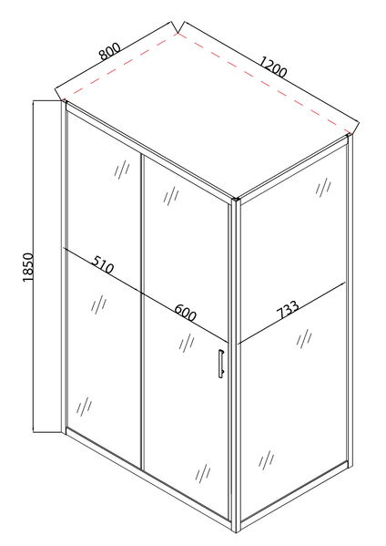 Душова кабіна без піддону Mixxus HARD SC01-120x80x185-TR CHROME прозоре скло 5мм (MI6912) MI6912 фото