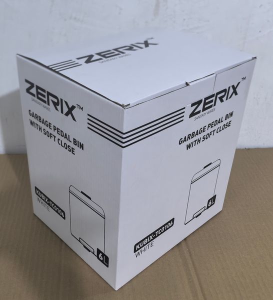 Мусорное ведро с плавным закрытием квадратное Zerix Kubix-TC0106 White 6 л (цвет белый) (ZX6109) ZX6109 фото