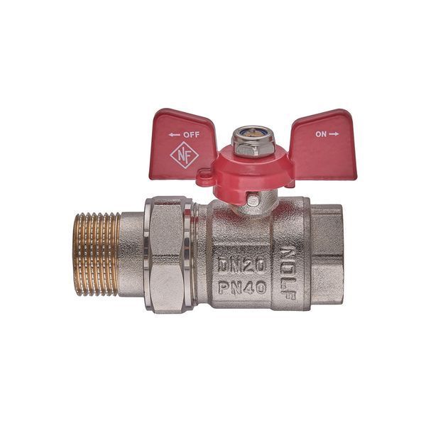 Кран с американкой Nolf classic NFC.921-08-3/4" FM ГШМ, ручка "бабочка" красная (NF3151) NF3151 фото