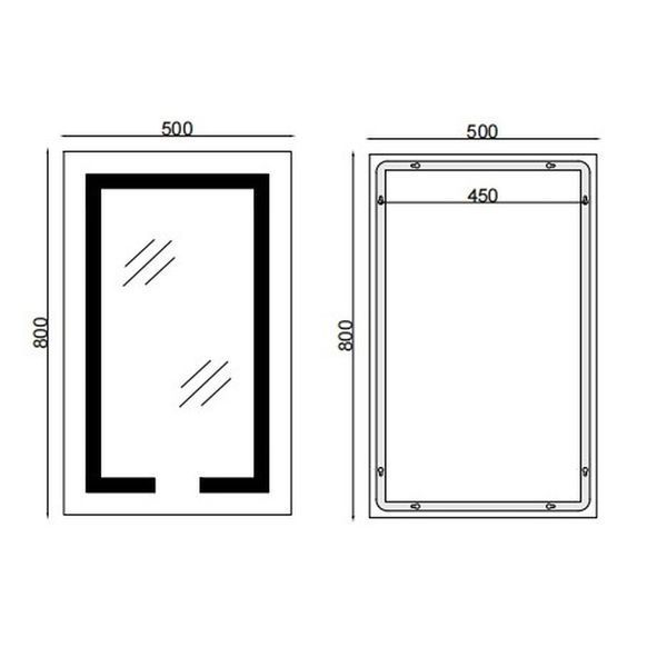 Дзеркало Mixxus HARD MR06-50x80 з Led Touch, Anti-fog, димером, регулятором яскравості, годинником (MI6011) MI6011 фото