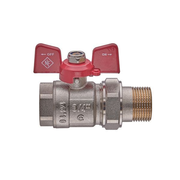 Кран с американкой Nolf classic NFC.921-08-3/4" FM ГШМ, ручка "бабочка" красная (NF3151) NF3151 фото