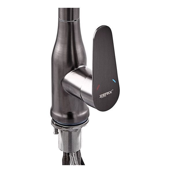 Смеситель для кухни с выдвижной лейкой Zerix PUL-014 Graphite из нерж. ст. SUS304 (кол. графит) (ZX5036) ZX5036 фото