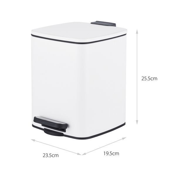 Мусорное ведро с плавным закрытием квадратное Zerix Kubix-TC0106 White 6 л (цвет белый) (ZX6109) ZX6109 фото