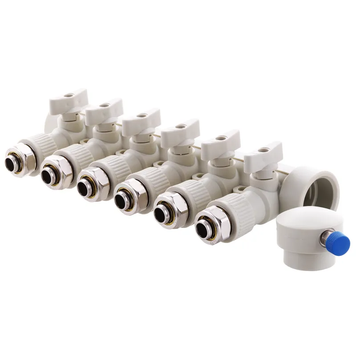 Коллектор распределительный 6-way с фитингом (40x20) PPR Koer K0194.PRO (KP2559) KP2559 фото