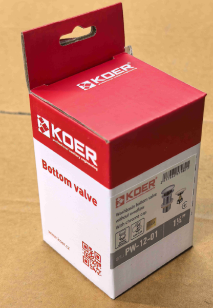 Донный клапан для раковины Koer PW-12-01 1 1/4'' без перелива автоматический СLICK-СLACK (Цвет хром) (KR5798) KR5798 фото
