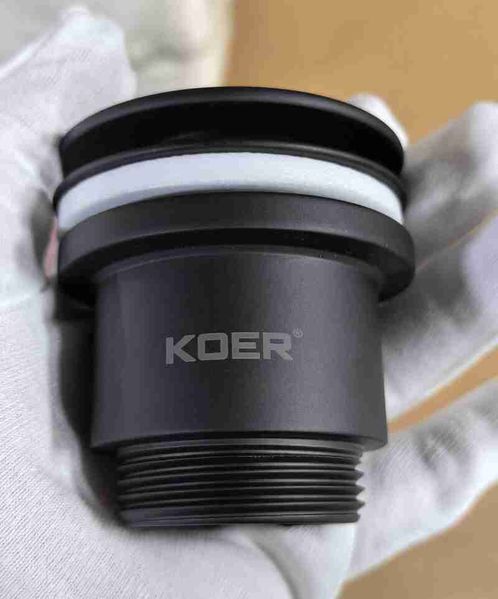 Донний клапан для раковини Koer PW-11-05 1 1/4'' універсальний (з/без перел) СLICK-СLACK (Колір чорн) (KR5795) KR5795 фото