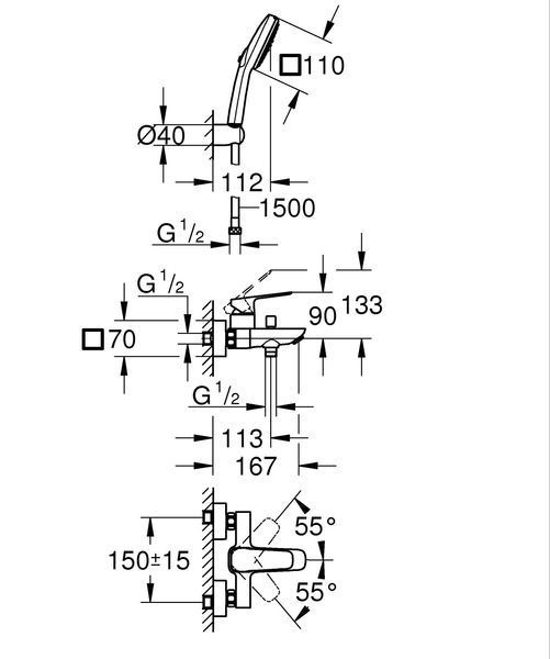 Однорычажный смеситель для ванны Grohe Cubeo (1018140000) 1018140000 фото