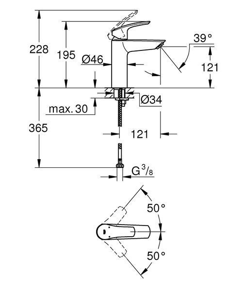 Змішувач для раковини Grohe Eurosmart (чорний матовий) (233242433) 233242433 фото