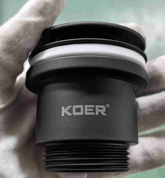 Донный клапан для раковины универсальный (с/без перелива) Koer PW-01-05 автоматический (Click-Clack) (Цвет черный) 1 1/4'' (KR3403) KR3403 фото