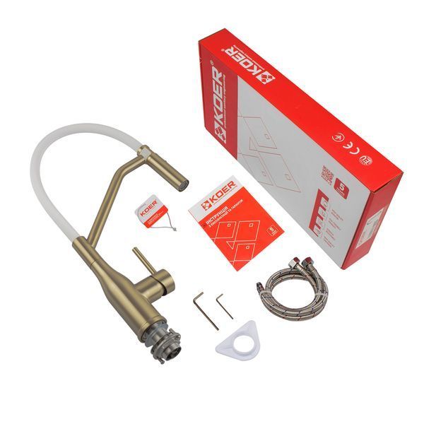Смеситель для кухни Koer KI-70026-12 с белым силиконовым изливом (KR5212) KR5212 фото