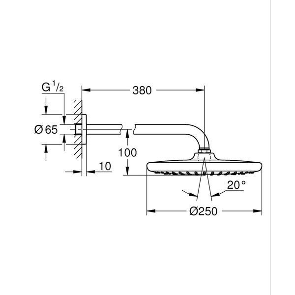 Набір верхнього душу Grohe Tempesta 250 380 мм, 1 режим (266682430) 266682430 фото