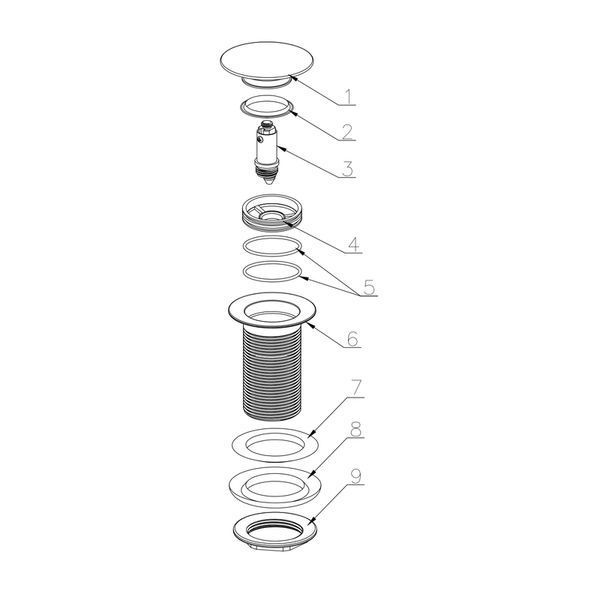 Донный клапан для раковины Koer PW-12-01 1 1/4'' без перелива автоматический СLICK-СLACK (Цвет хром) (KR5798) KR5798 фото
