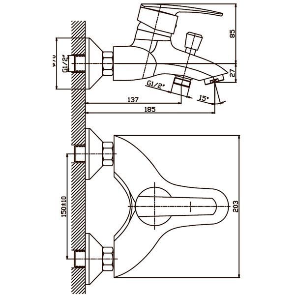 Смеситель для ванны Haiba Agat 009 (HB0007) HB0007 фото