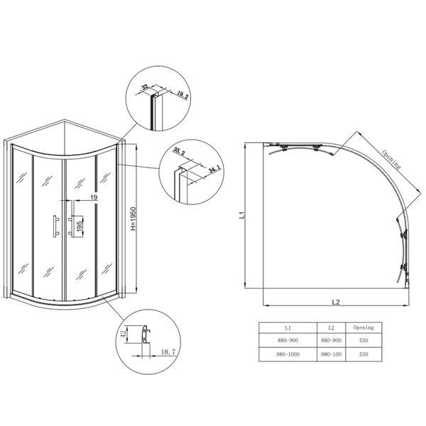 Душевая кабина без поддона Koer SR SC04-90x90x195-TR-12 прозрачное стекло Easy Clean 5мм Матовое золото (KR5681) KR5681 фото