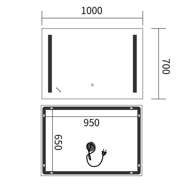 Дзеркало Mixxus Premium LINES MR18-100x70-Reverse з Led Touch, Anti-fog, димером, регулятором яскравості (MP6627) MP6627 фото