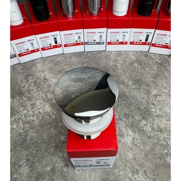 Донный клапан для раковины Koer PW-12-01 1 1/4'' без перелива автоматический СLICK-СLACK (Цвет хром) (KR5798) KR5798 фото