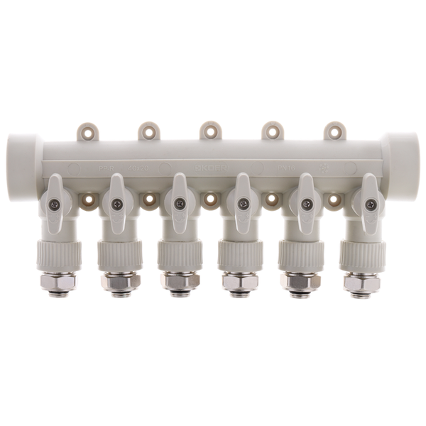 Колектор розподільний 6-way з фітингом (40x20) PPR KOER K0194.PRO (KP2559) KP2559 фото