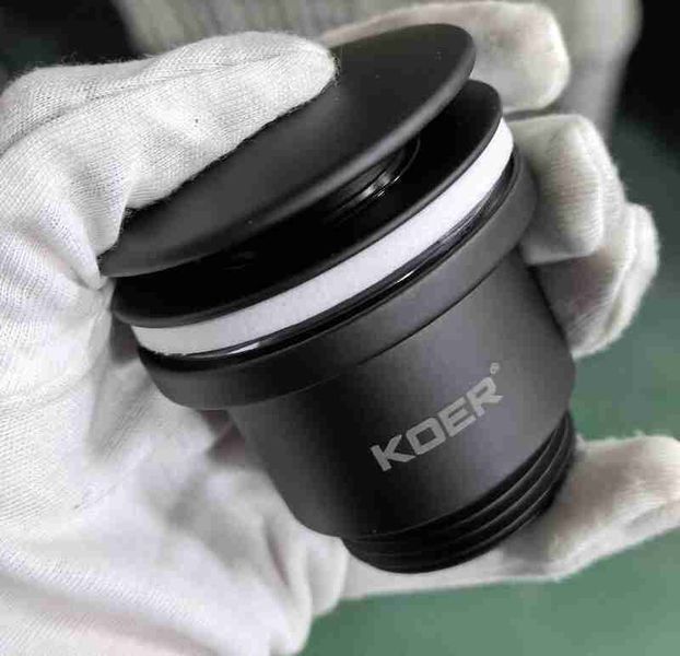Донный клапан для раковины универсальный (с/без перелива) Koer PW-01-05 автоматический (Click-Clack) (Цвет черный) 1 1/4'' (KR3403) KR3403 фото
