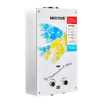 Газова колонка MIXXUS GWH-0610 BASIC GLASS димохідна 10 л/хв (панель зі скла з малюнком) (WH0027) WH0027 фото