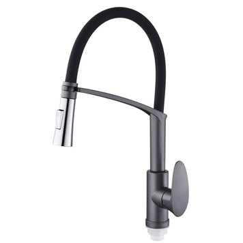 Смеситель для кухни Plamix Cezar-017 Set Graphite Refl.Black с силик.изливом (с подводкой) (PM0742) PM0742 фото