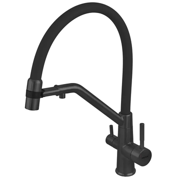 Змішувач для кухні з силіконовим виливом Zerix MAG-021 Black Refl.Black з нерж. сталі SUS304 з виходом для пит.води (ZX6006) ZX6006 фото