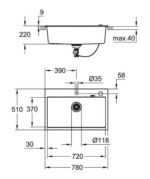 Композитная мойка для кухни Grohe K700 (31652AP0) 31652AP0 фото