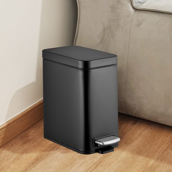 Відро для сміття з плавним закриттям прямокутне Mixxus Premium Quadro-TC0105 Black 5 л колір чорний (MI7061) MI7061 фото