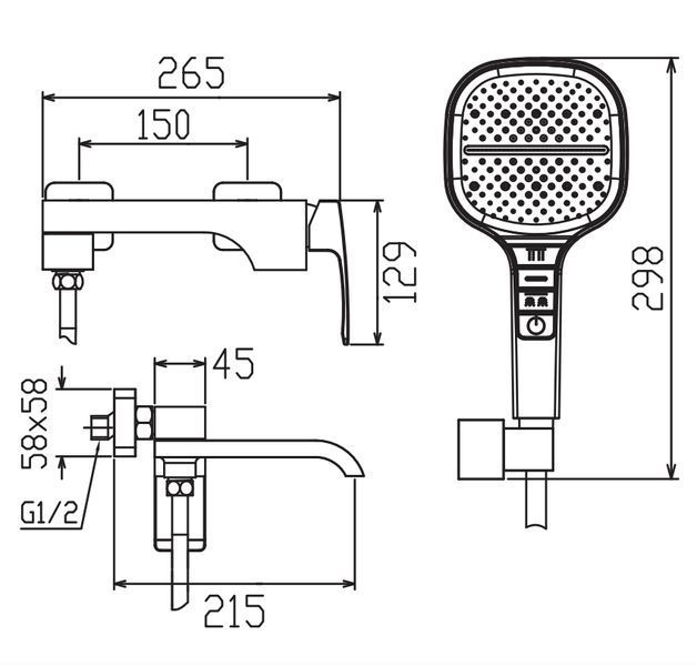 Змішувач для ванни з коротким виливом KOER KB-41037-01 (Колір хром) (KR6004) KR6004 фото